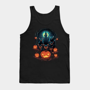 Halloween Scary Black Cats Cute Pumpkin Tank Top